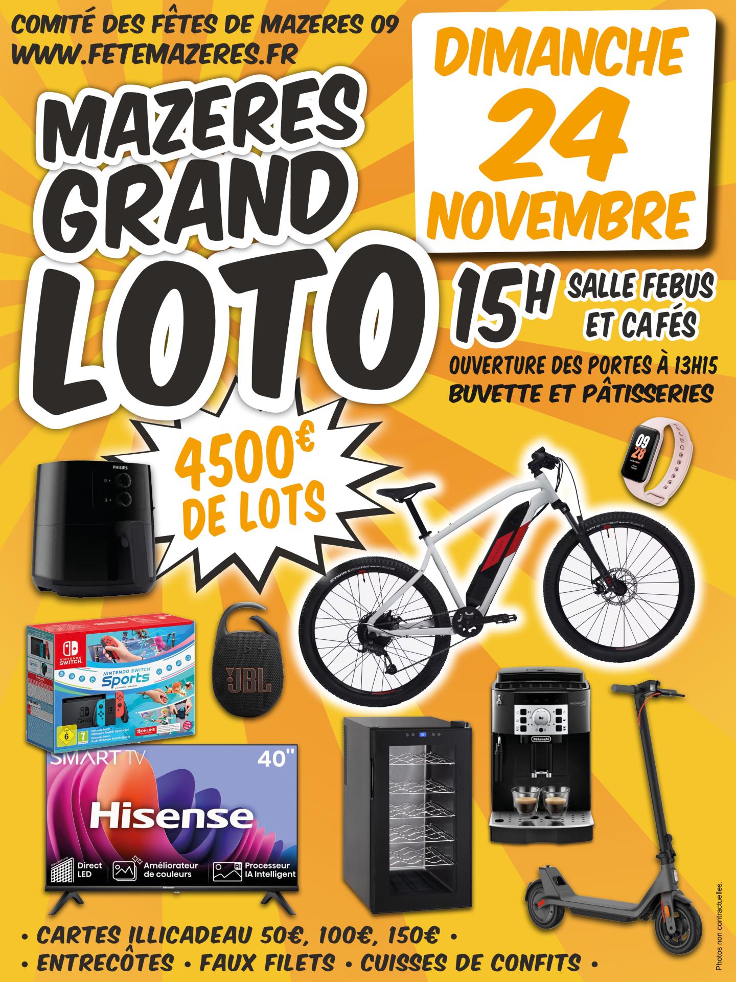 Affiche facebook cdf mazeres loto 24 novembre 2024